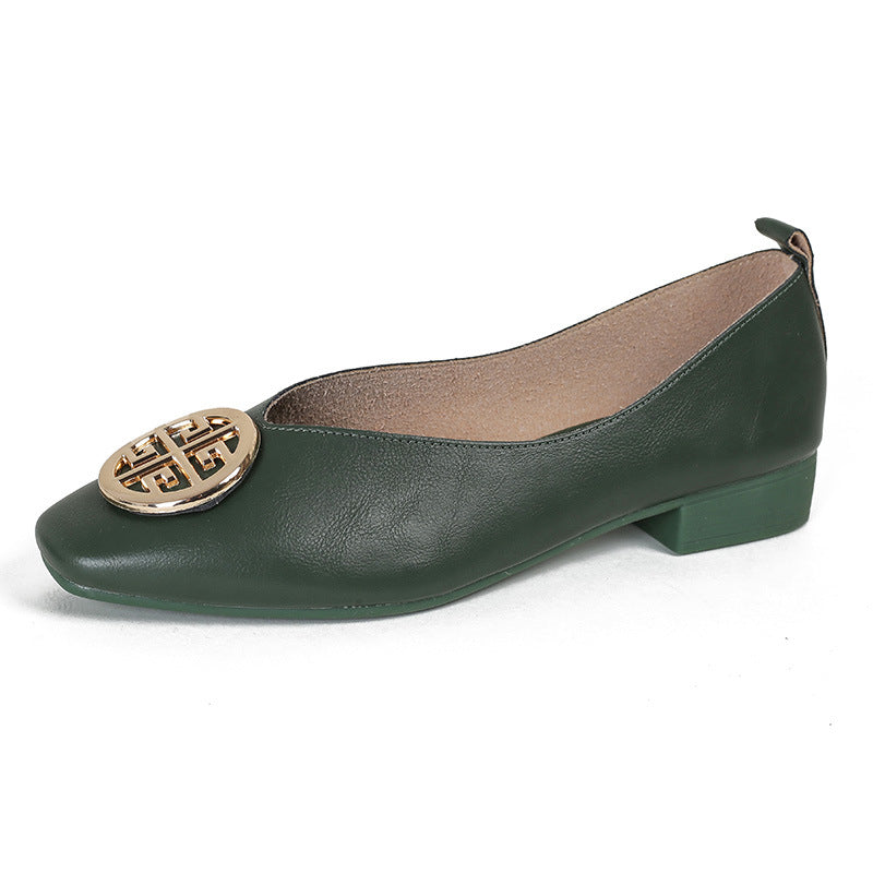 Leather Square-Toe Flats