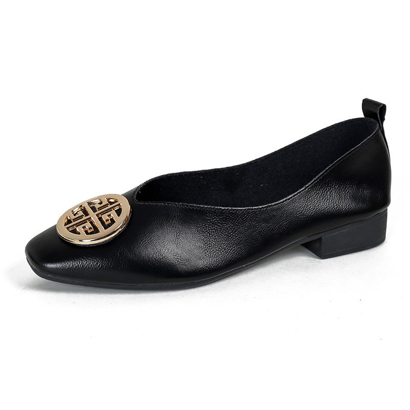 Leather Square-Toe Flats