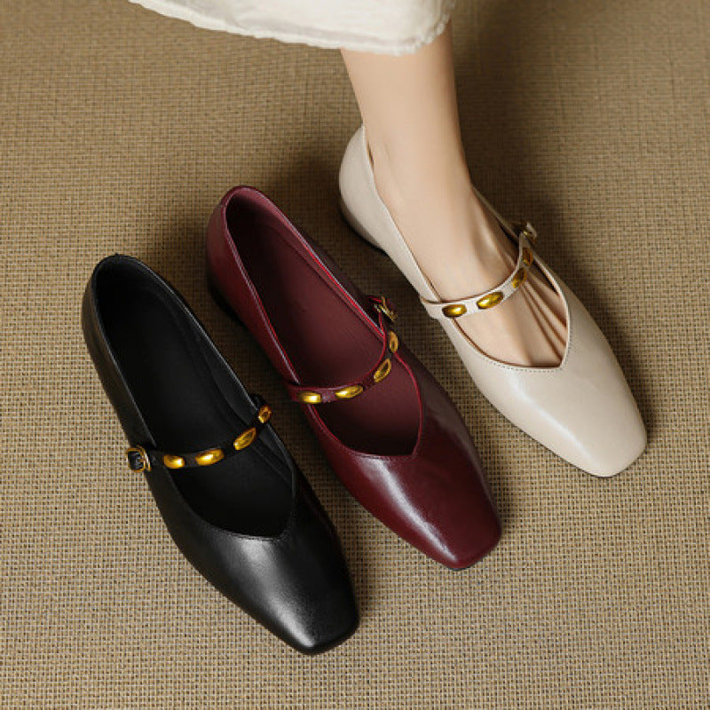Genuine Leather Flats Aubrey