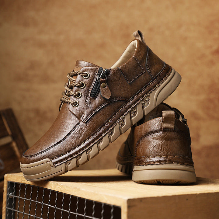 Leather Shoes with Side Zip