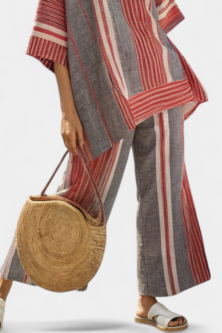 Elegant Gray Top and Wide-Leg Pants