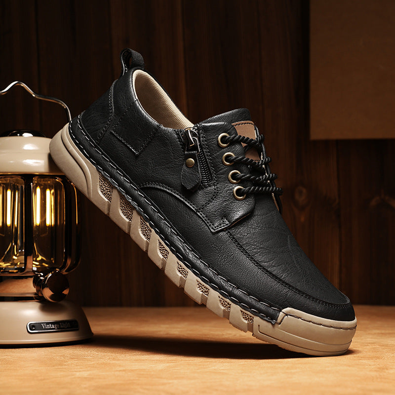 Leather Shoes with Side Zip