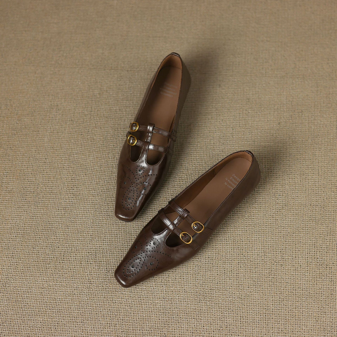 Brogued Double-Strap Mary Jane Flat