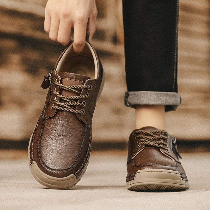 Leather Shoes with Side Zip