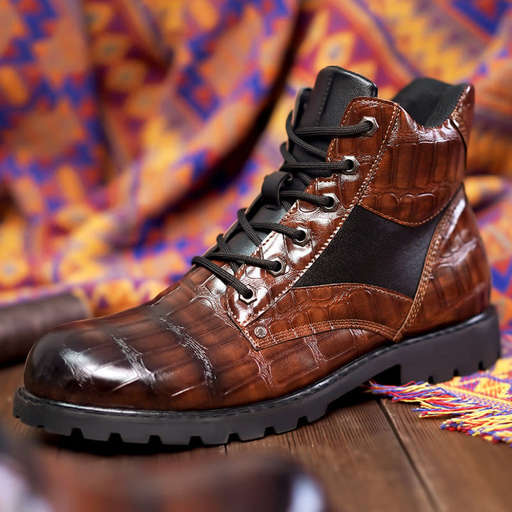 Croc Leather Boots