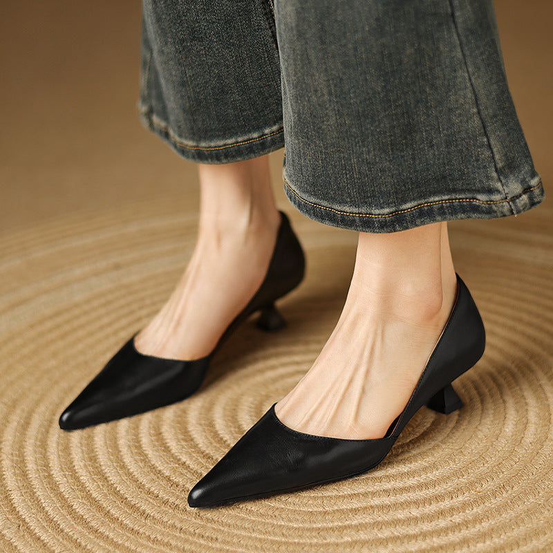 Leather Kitten Heels