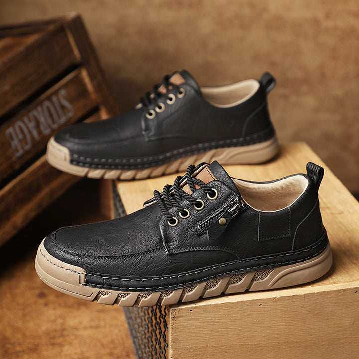 Leather Shoes with Side Zip