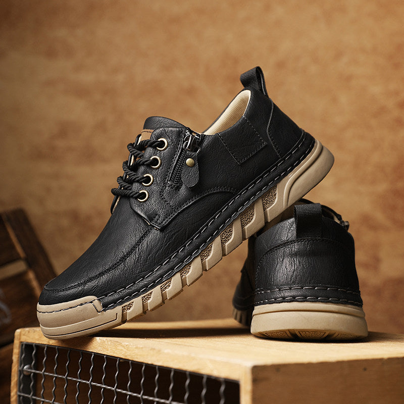 Leather Shoes with Side Zip