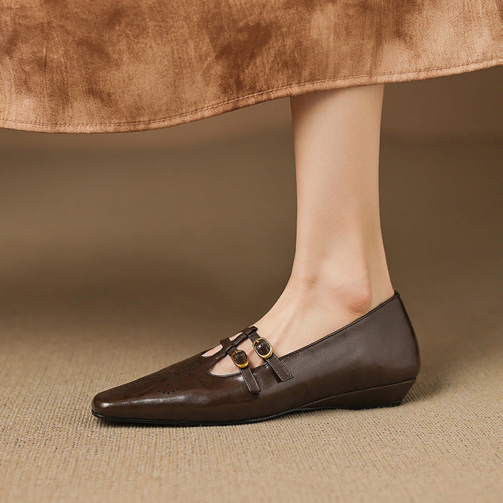 Brogued Double-Strap Mary Jane Flat