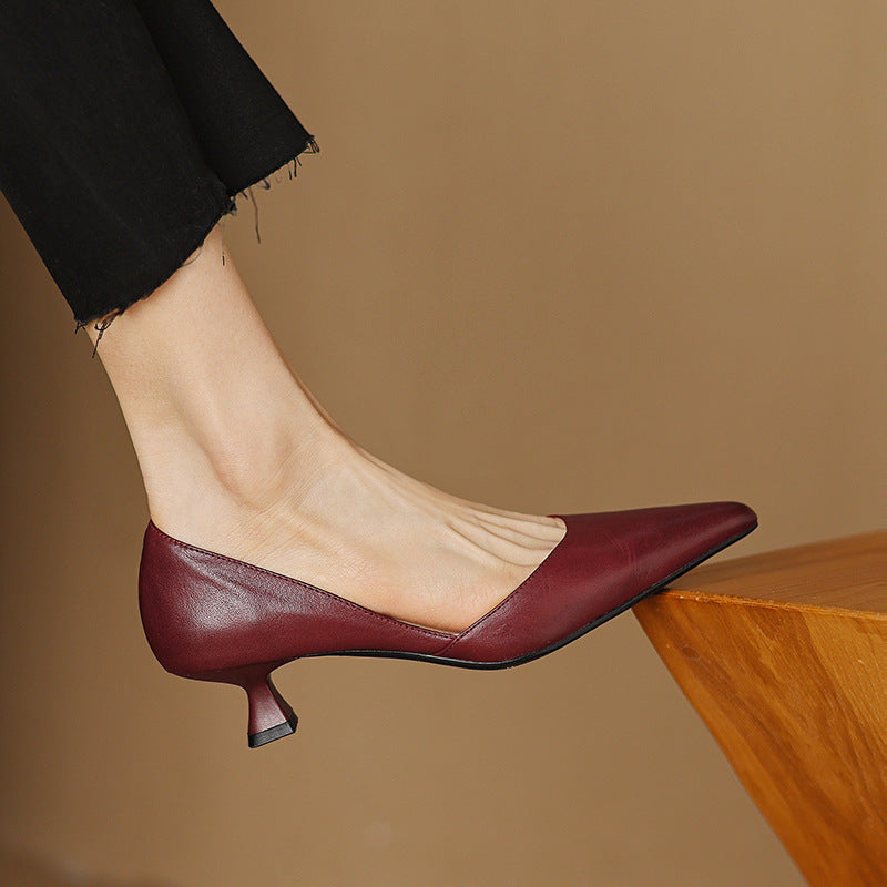 Leather Kitten Heels