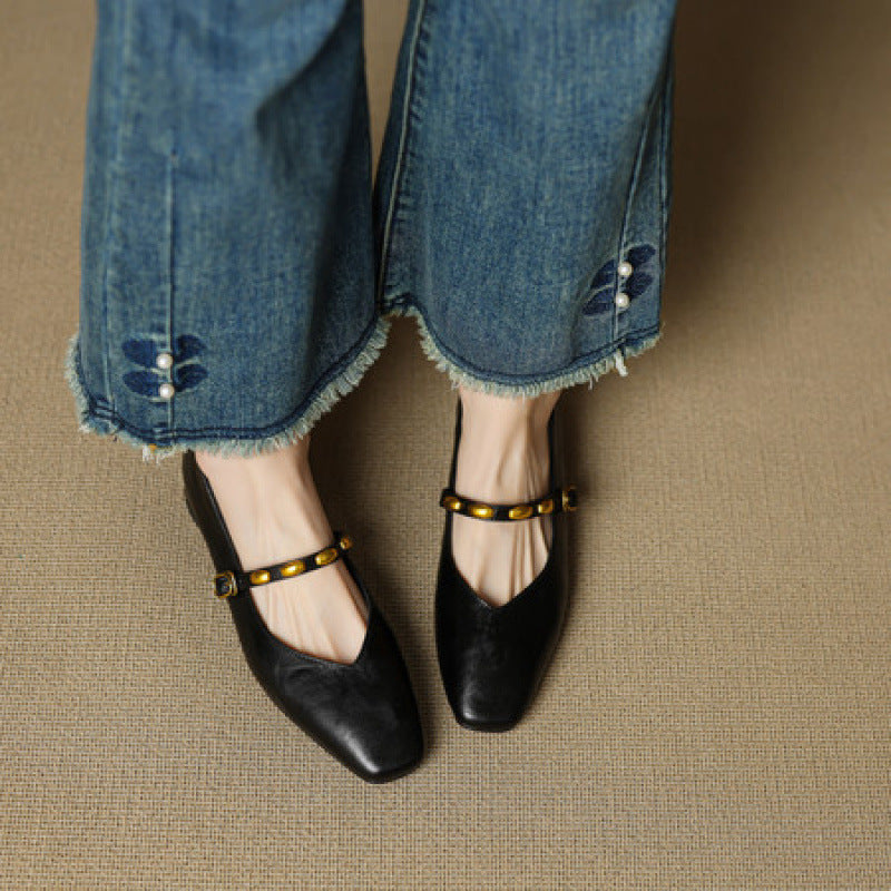 Genuine Leather Flats Aubrey