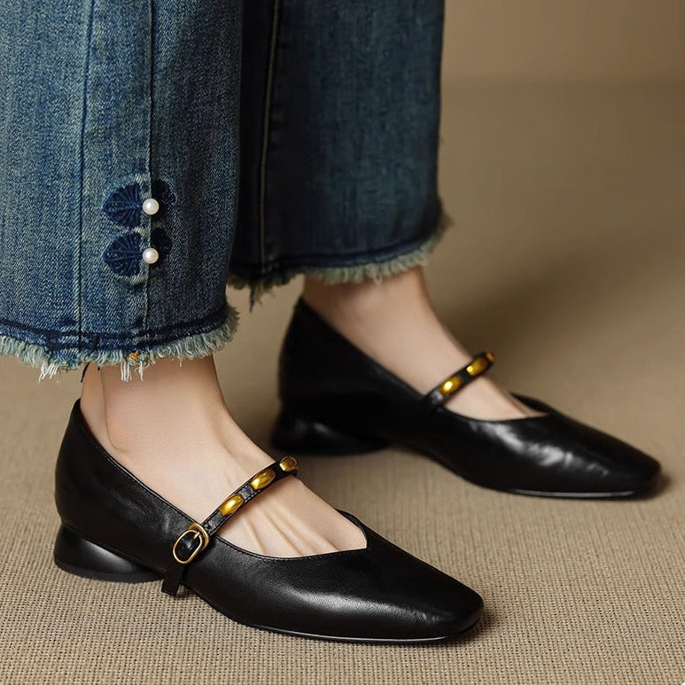 Genuine Leather Flats Aubrey