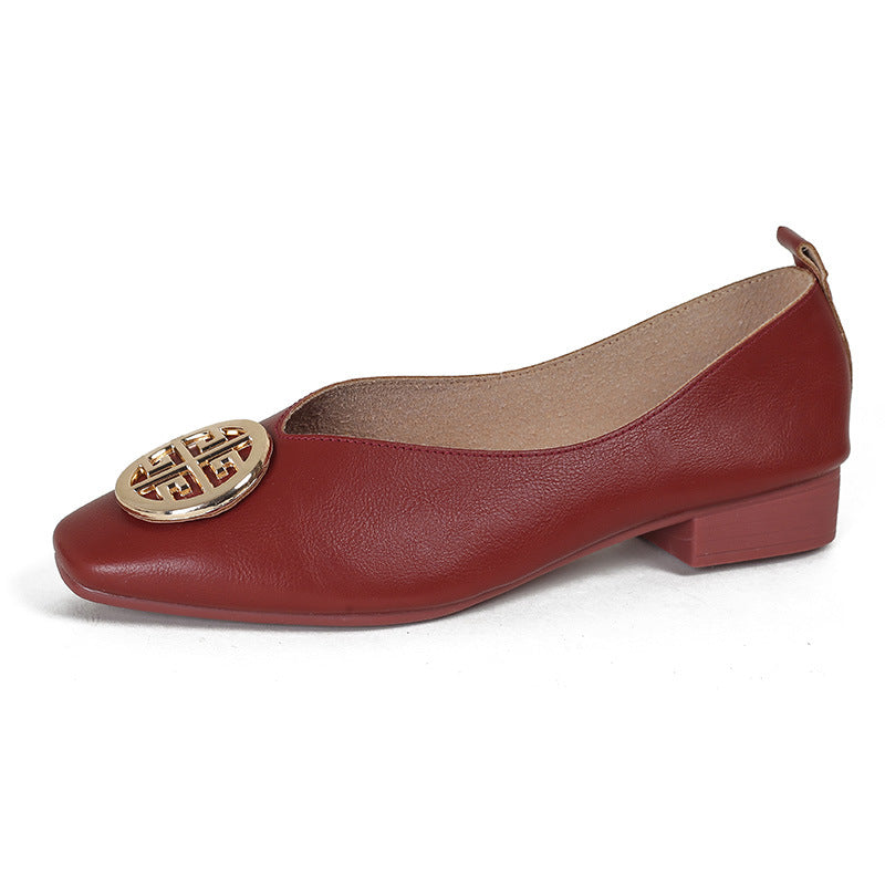 Leather Square-Toe Flats