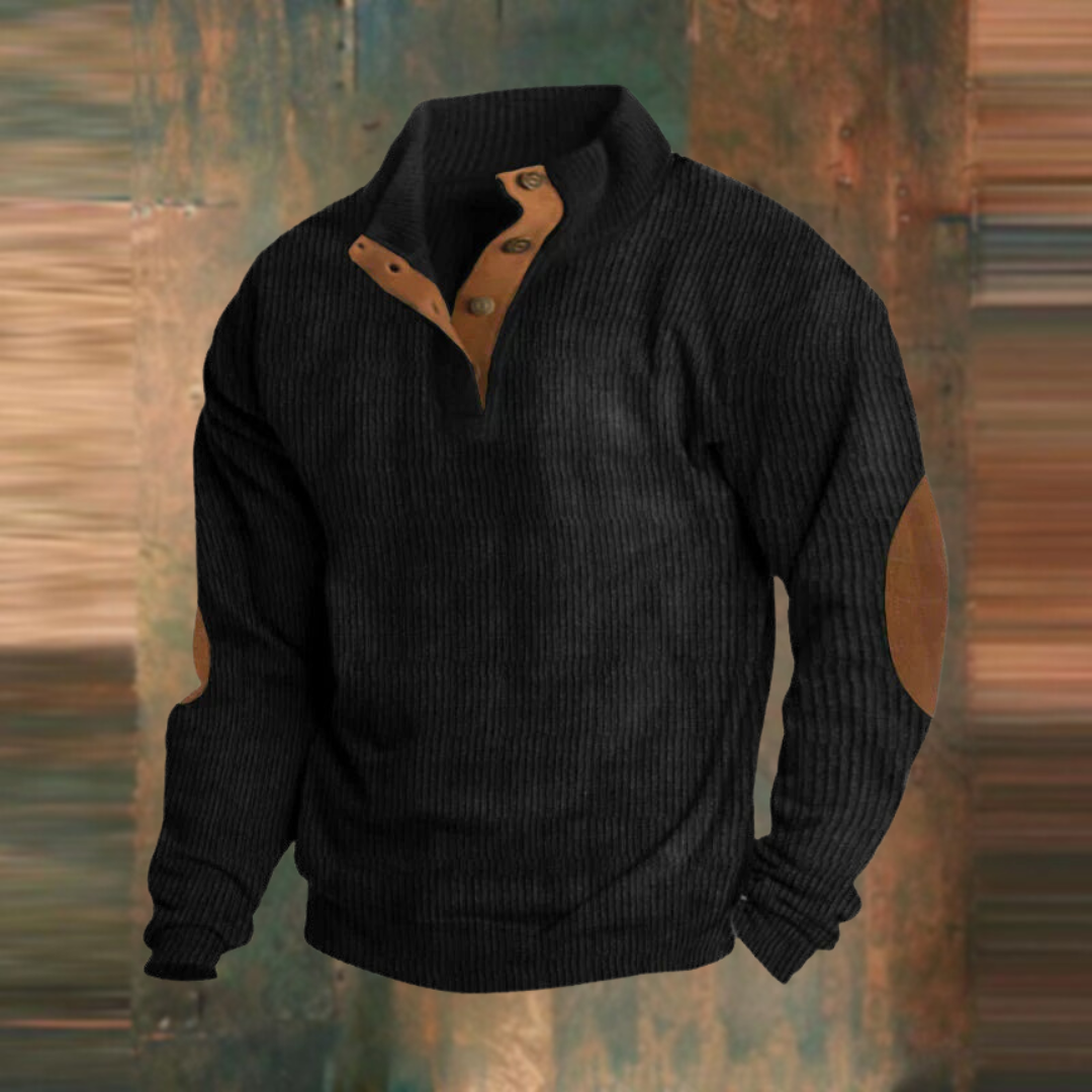Casual Sweatshirt with Stand Collar and Long Sleeves