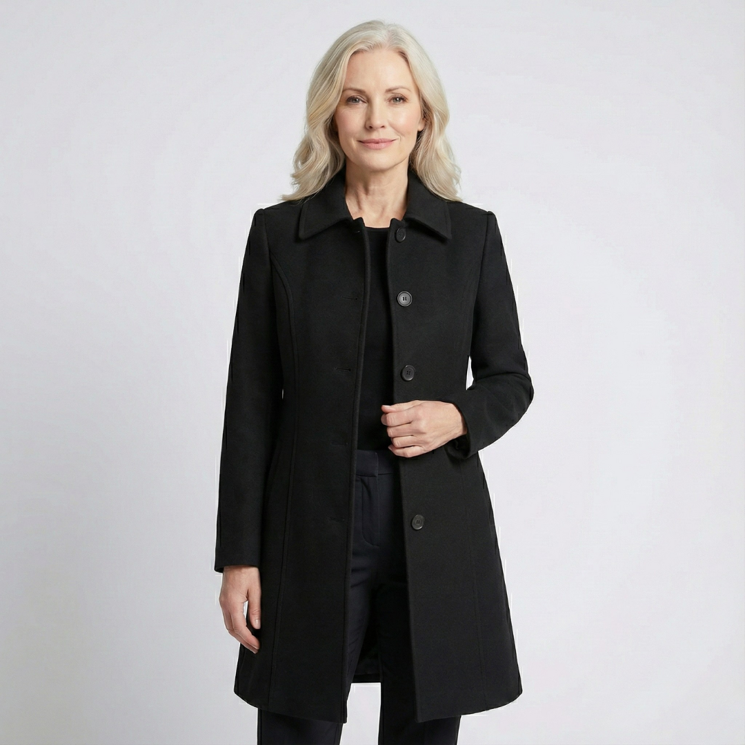 Fit and Flare Button-Front Coat