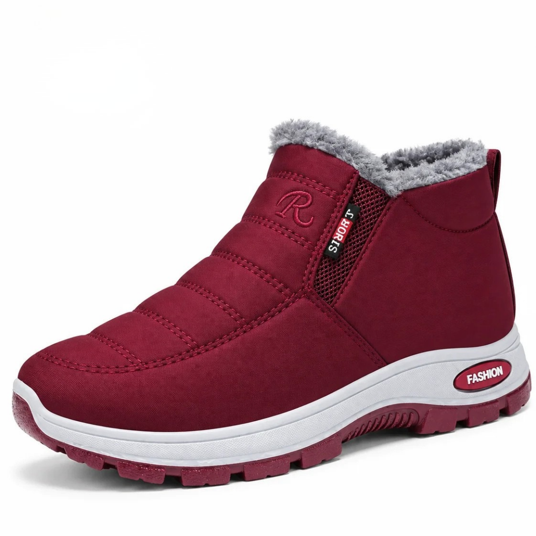 Quilted Waterproof Slip-On Ankle Boots Red