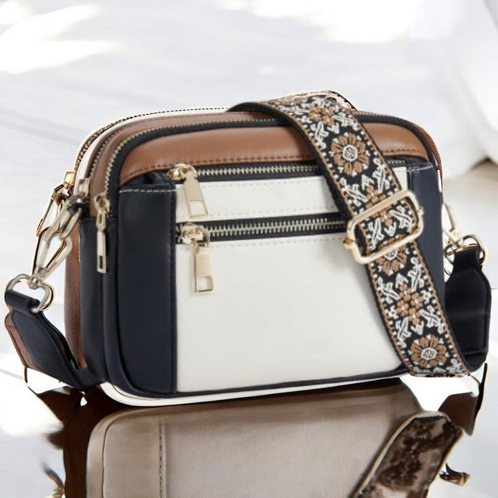 Refined Leather Shoulder Bag with Compartments