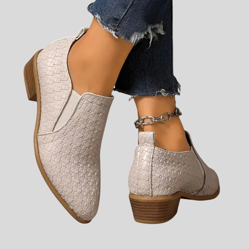 Braided Ankle Boots with Block Heel