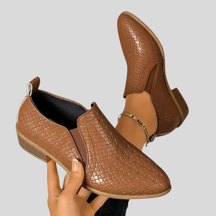Braided Ankle Boots with Block Heel