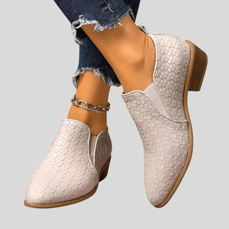 Braided Ankle Boots with Block Heel