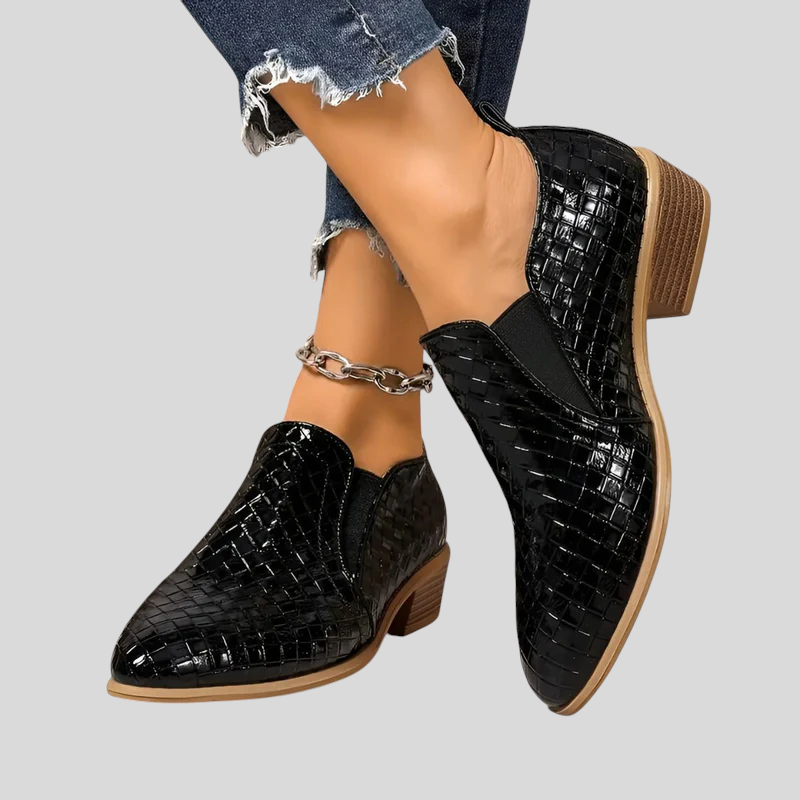Braided Ankle Boots with Block Heel