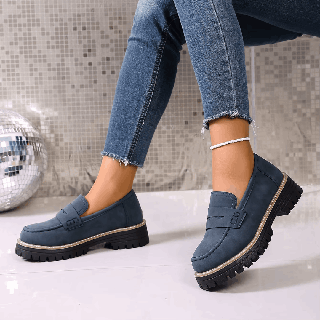 Suede Platform College Loafers