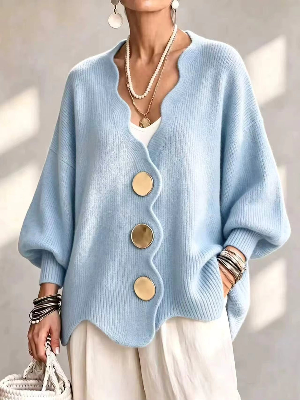 Loose Button Knit Cardigan