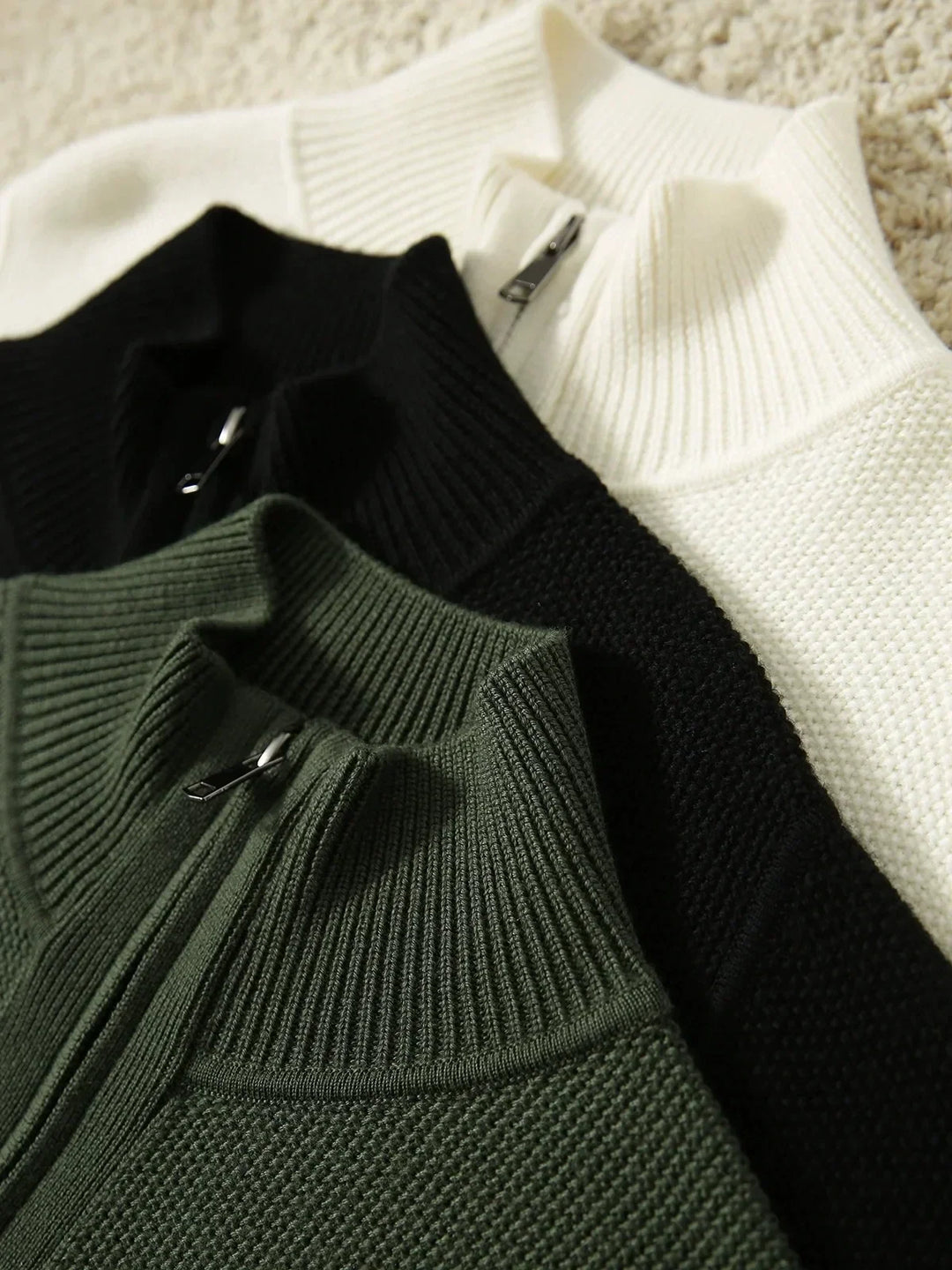 Merino Wool Blend Zip-Up Cardigan