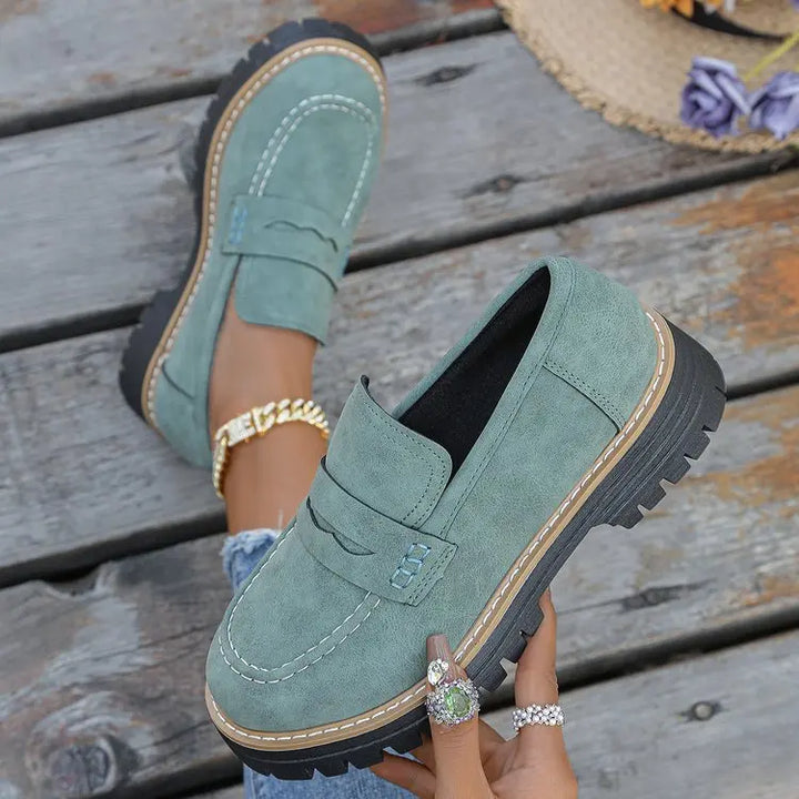 Suede Platform College Loafers