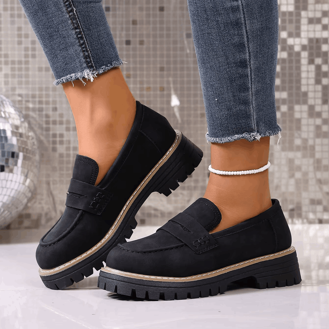 Suede Platform College Loafers