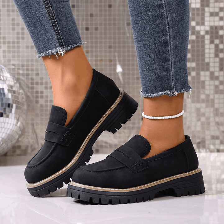 Suede Platform College Loafers