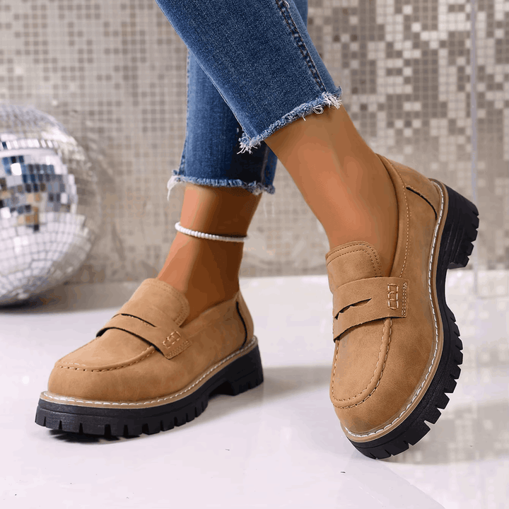 Suede Platform College Loafers
