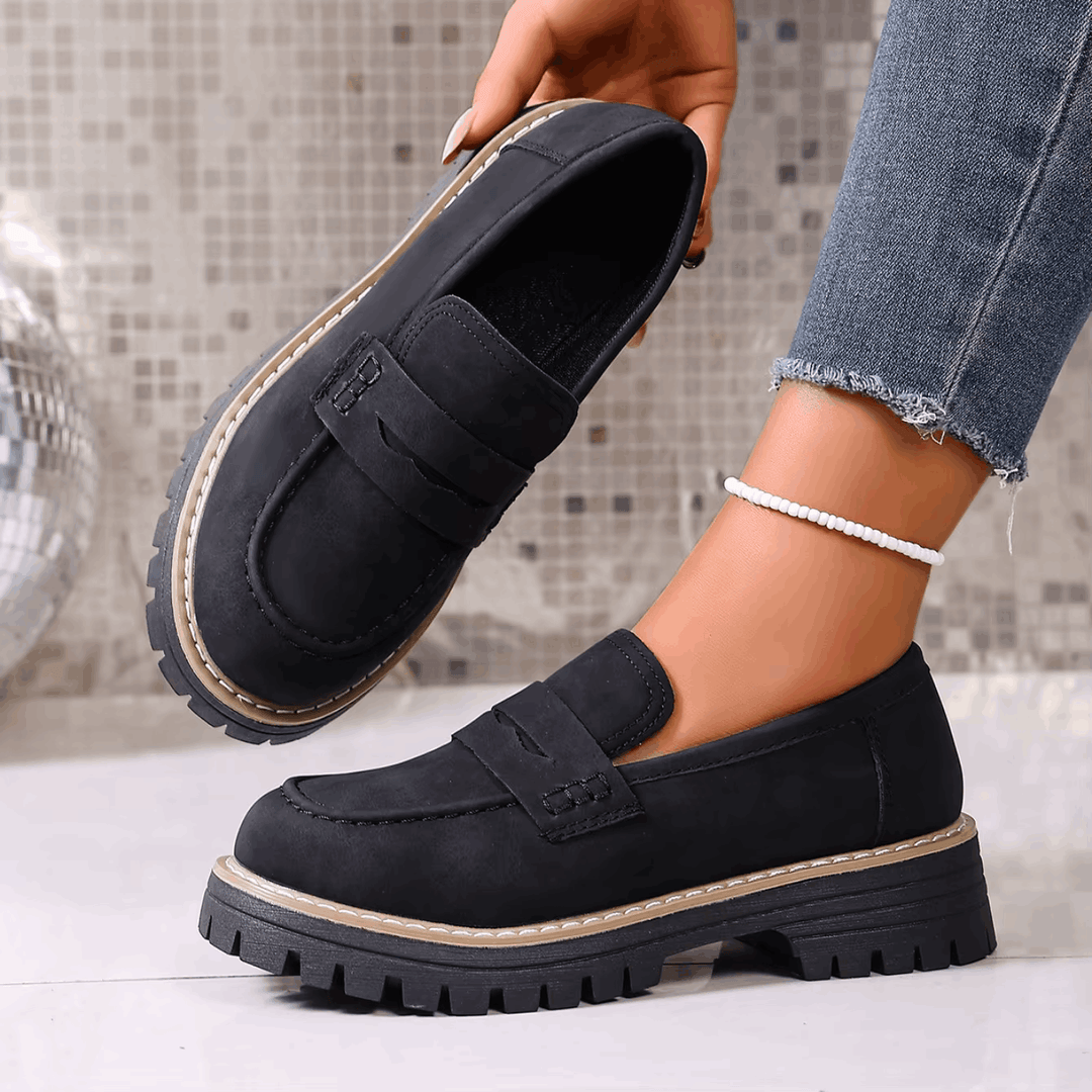 Suede Platform College Loafers