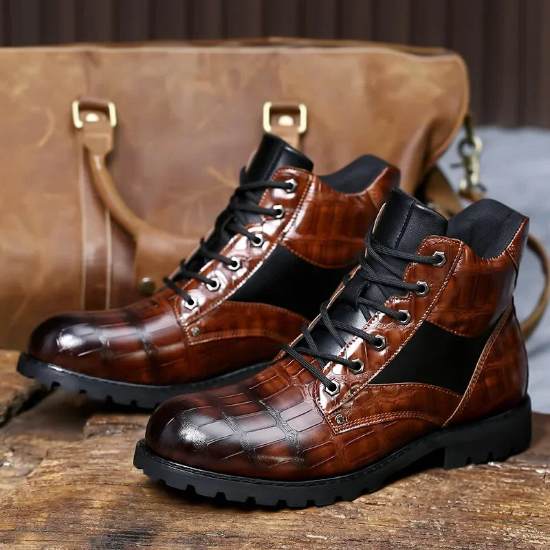 Croc Leather Boots