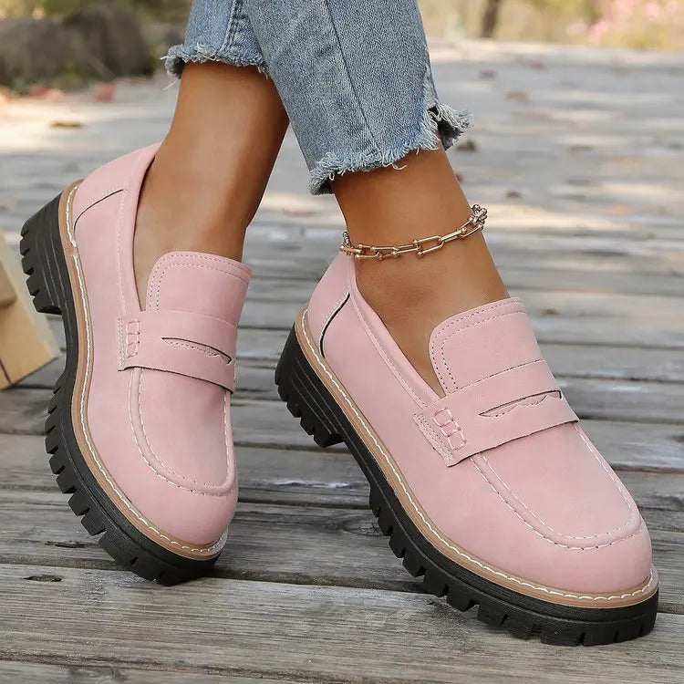 Suede Platform College Loafers