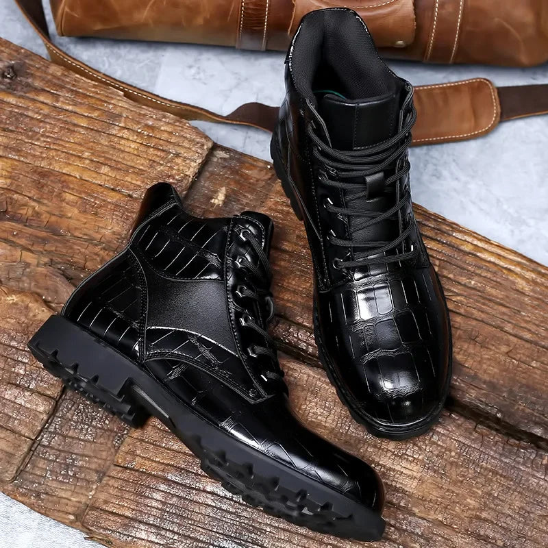 Croc Leather Boots