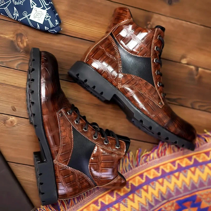 Croc Leather Boots