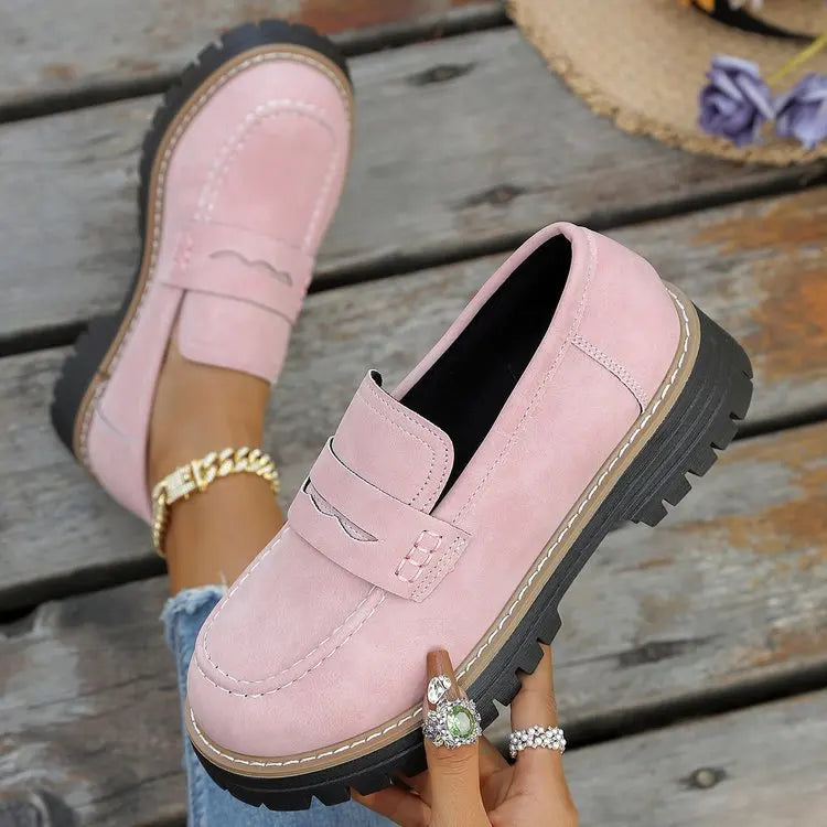 Suede Platform College Loafers