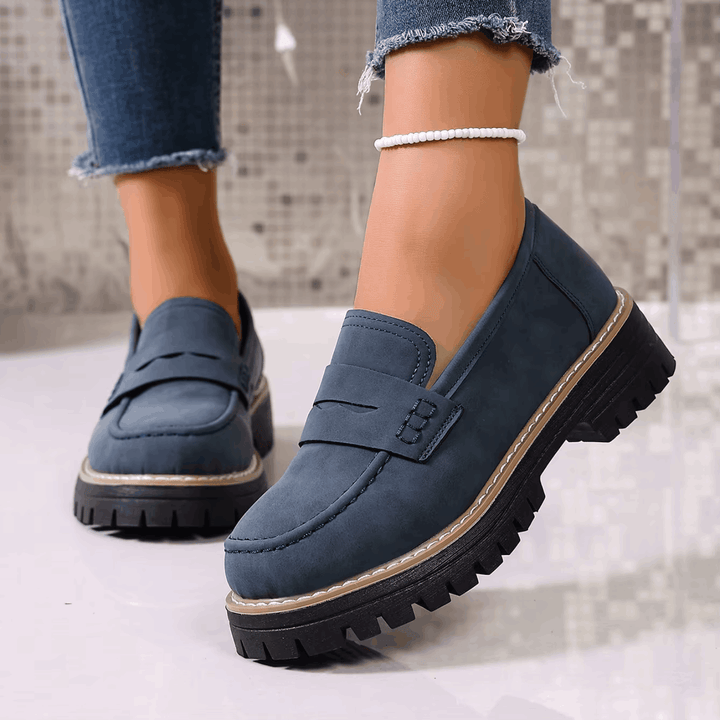 Suede Platform College Loafers