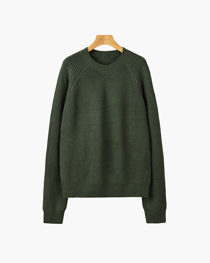 Cotton Knit Raglan Sleeve Sweater