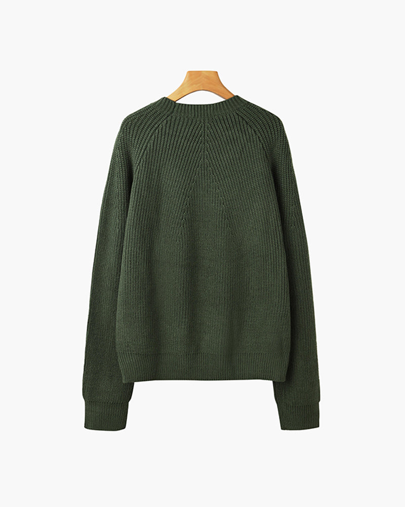 Cotton Knit Raglan Sleeve Sweater