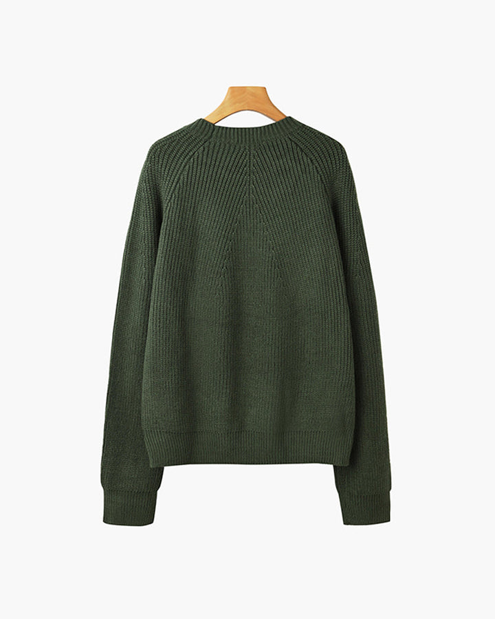 Cotton Knit Raglan Sleeve Sweater