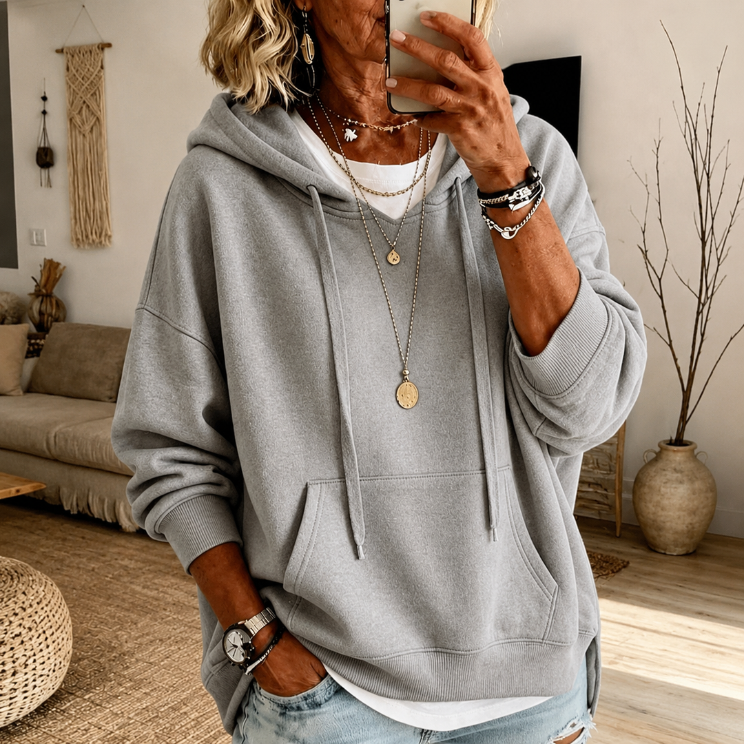 Light Gray Oversized Hooded Sweater