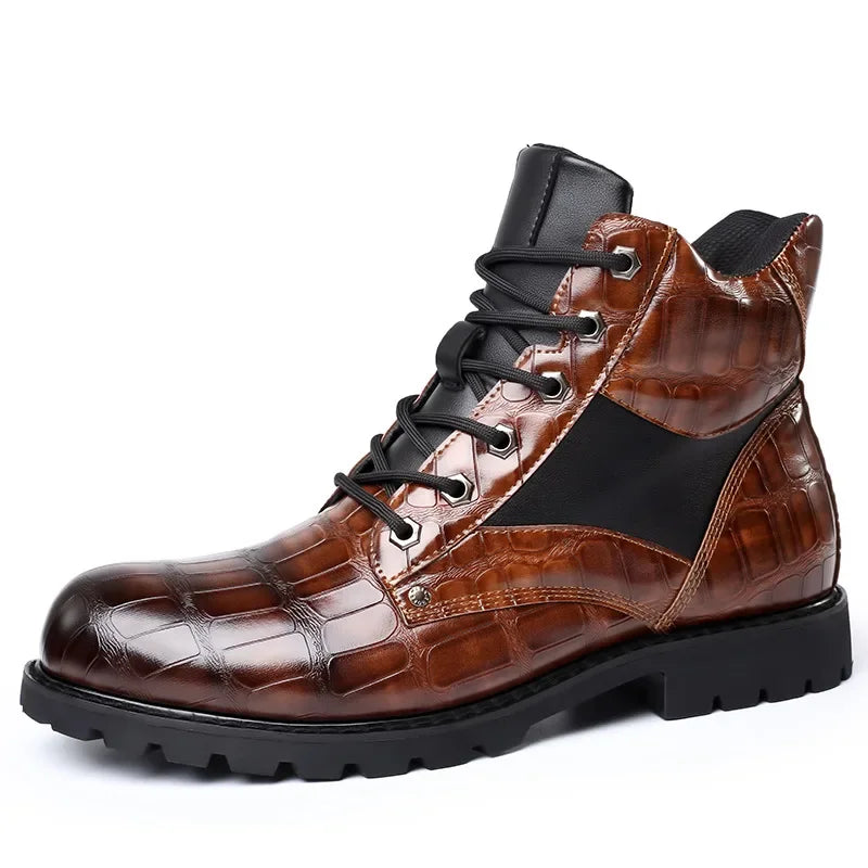Croc Leather Boots