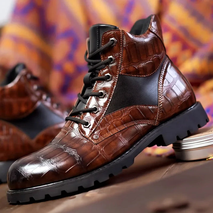 Croc Leather Boots