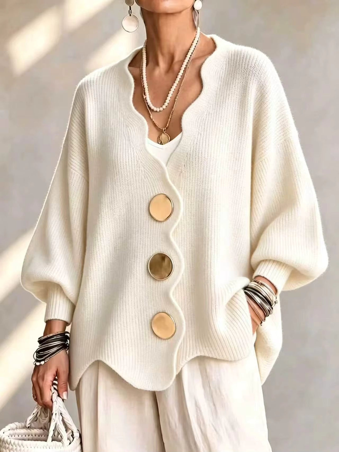 Loose Button Knit Cardigan