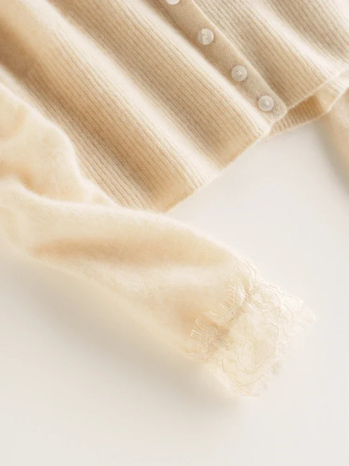 Soft Knit Cardigan with Lace Details