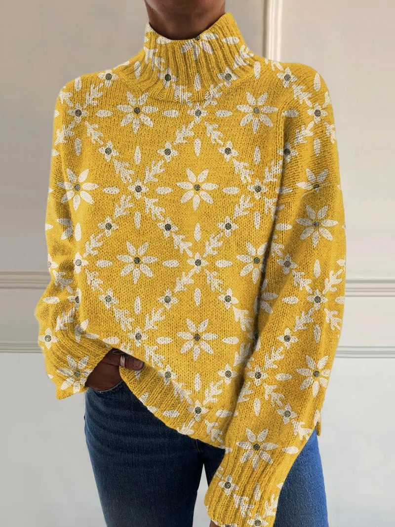 Vintage Color Block Turtleneck