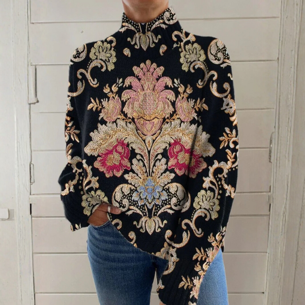 Vintage Floral Turtleneck
