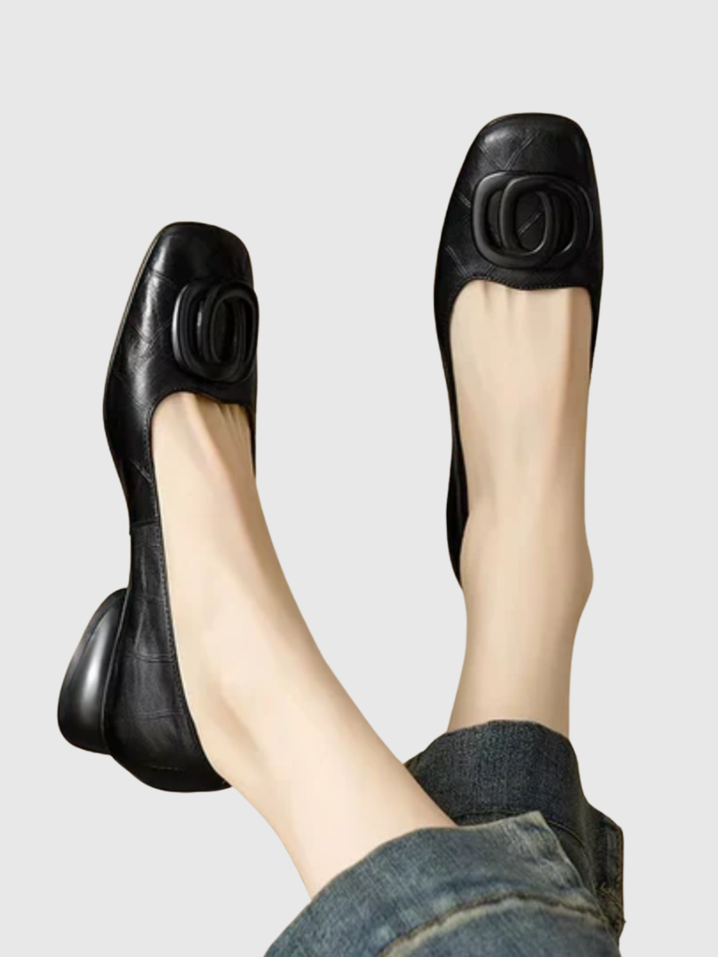 Leather Square-Toe Flats Erin
